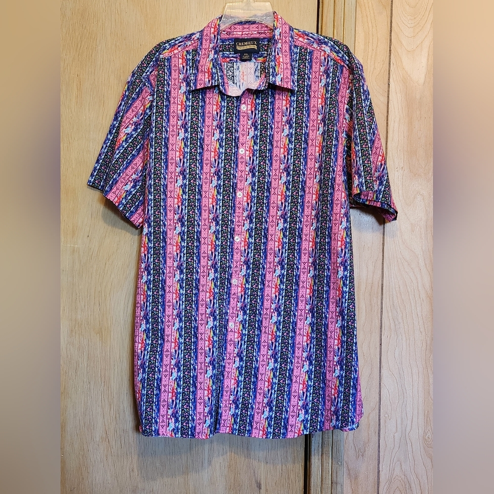 Cremieux Premium Cotton Mens XXL Short Sleeve Button Up Multicolor Shirt Flowers